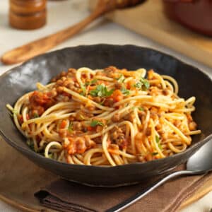 Spaghetti mit Linsensugo